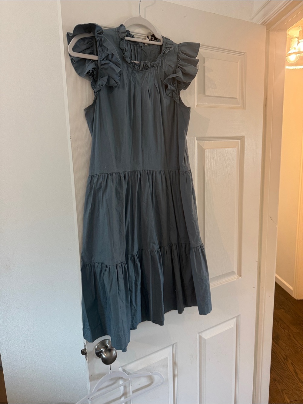 Sea New York Slate Blue Ruffle Tiered Dress